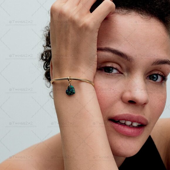 Pandora Opalescent Green Heart Dangle Charm - Picture 5 of 6